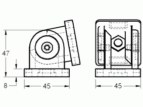 RÖGZÍTŐ ELEMEK Csukló 6 20x20 Anyaga: Alu bevonattal ST horganyzott Méret: 30,4 x 22,1 x 20 Tömeg: 0,037 Kg