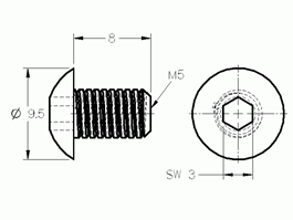 DOMBORÚ FEJŰ CSAVAR Domború fejű csavar ISO 7380 M4x20 Méret (mm): M4 x 20 Tömeg Kg/Darab: 0,0022