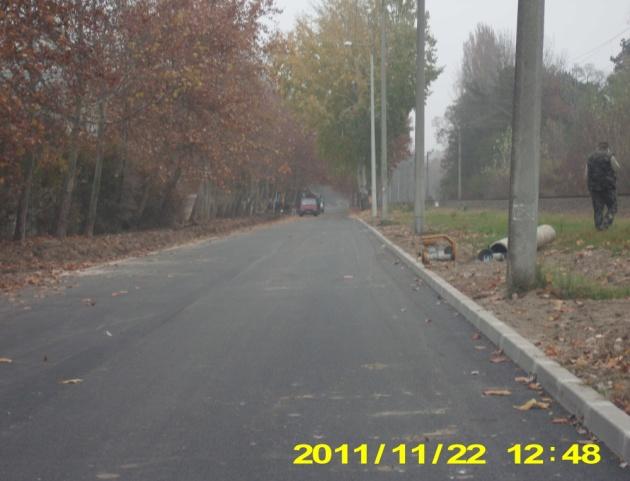 2011. november A kerékpárút útépítési munkái a tervezetteknek megfelelően befejeződtek. A kivitelező készre jelentését követően az elkészült munkák műszaki átadás átvétele 2011.