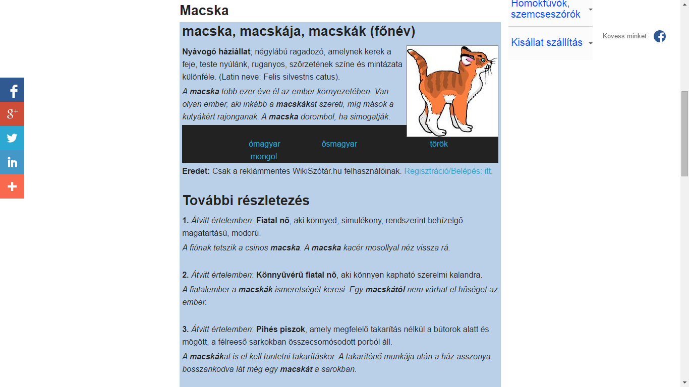 7. sz. melléklet: Az LDOCE Online cat szócikke 8.
