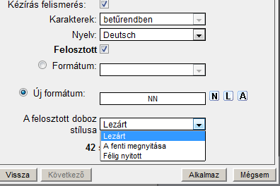 10. Ezek után már csak egy dolgot kell beállítani, azt, hogy a beviteli mező szélei milyen stílusúak legyenek. Ezt a Felosztott doboz stílusa opciónál állíthatjuk.