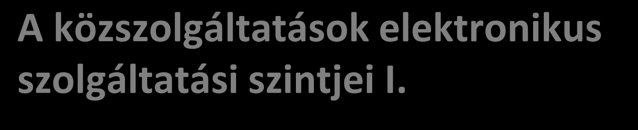 13 A közszolgáltatások elektronikus szolgáltatási szintjei I. 1. szint: információ - online információk ("ügyleírások") a közigazgatási szolgáltatásokról; 2.