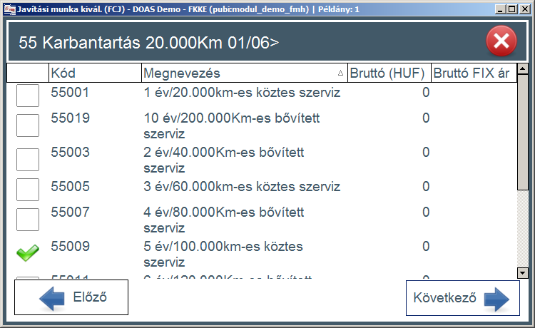 A harmadik lépésben a motor kiválasztása szükséges. 15. Ábra: Motortípus kiválasztása Ezt követően megjelenik a konkrét menü, amit az 5.