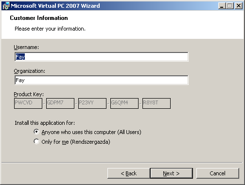 A Virtual PC 2007 telepítése Bárki