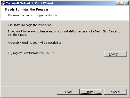 A Virtual PC 2007 telepítése