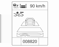 192 Vezetés és üzemeltetés Az adaptív sebességtartó automatika szimbóluma, a követési távolság beállítása és a beállított sebesség a vezető információs központ felső sorában látható.