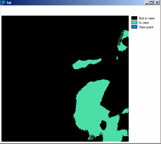 Distance - távolságkézpzés Az új fedvényben minden cella értéke egy bizonyos értékű celláktól mért távolság lesz: Viewshed - Láthatóságvizsgálat Egy adott értékű