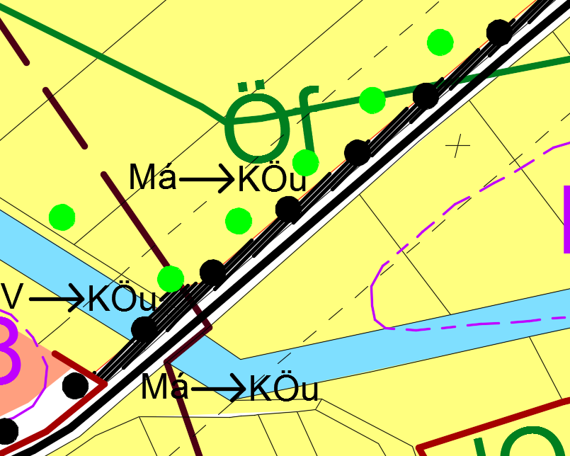 A József Attila utcától folytatódik a nyomvonal a 4525. j. úton, majd rákanyarodik az 5. sz. főútra és a temetőig vezet.