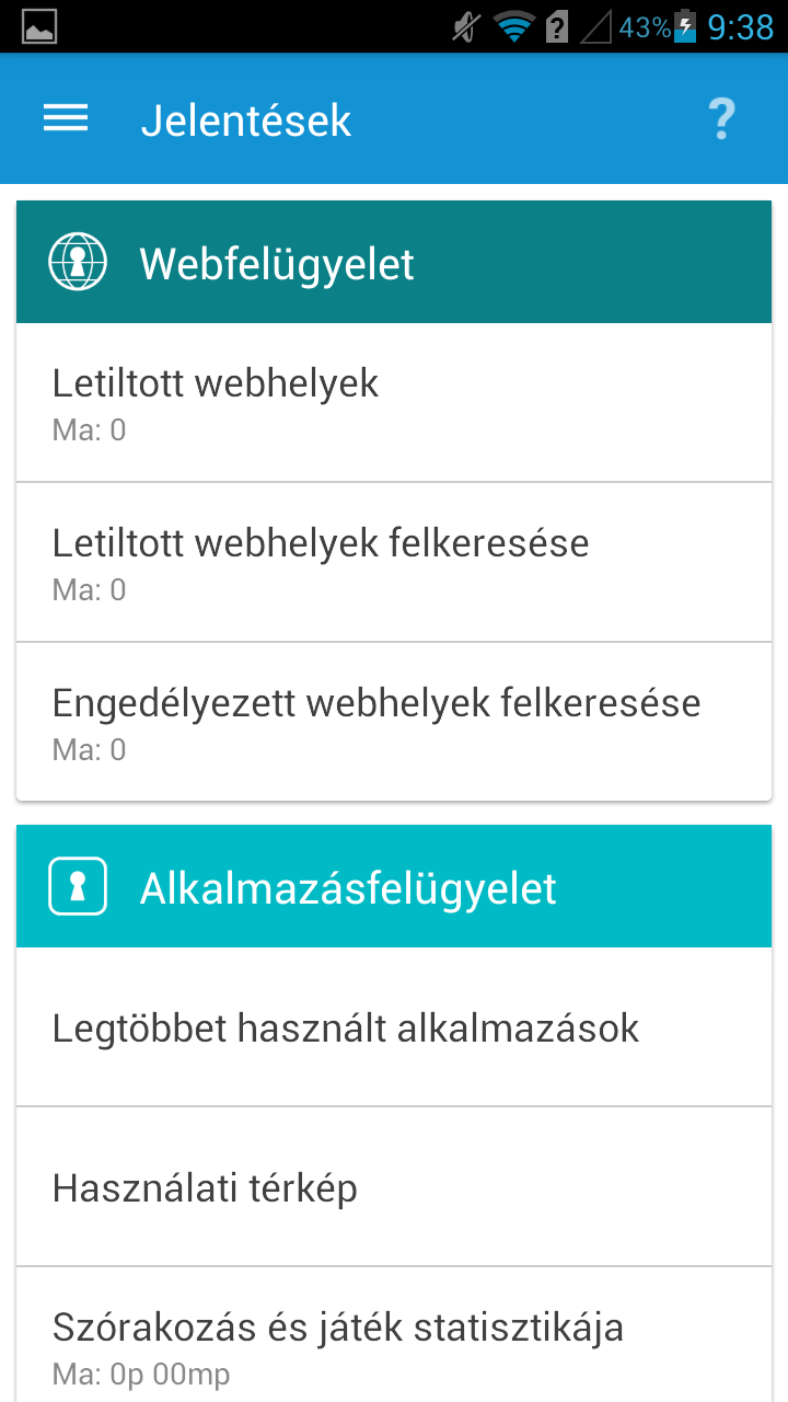 6. Jelentések A Jelentések részen a szülők láthatják a megfelelő webhelyeken és a nem megfelelő webhelyeken, valamint a letiltott webhelyeken tett összes látogatást.