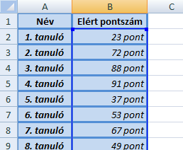 123. ábra Medián(szám1;szám2;... ) Az argumentumban megadott számhalmaz mediánját számítja ki. A medián a számhalmaz középső értéke, a számok fele ennél kisebb, másik fele pedig nagyobb.