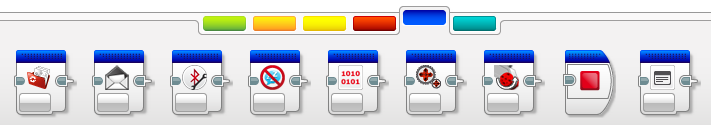 18. ábra: Érzékelő blokkok Sárga Érzékelő blokkok (Sensor Blocks) Tégla gombok (Brick Buttons) Színérzékelő (Color Sensor) Infravörös érzékelő (Infrared Sensor) Motor forgás (Motor Rotation) Időzítő