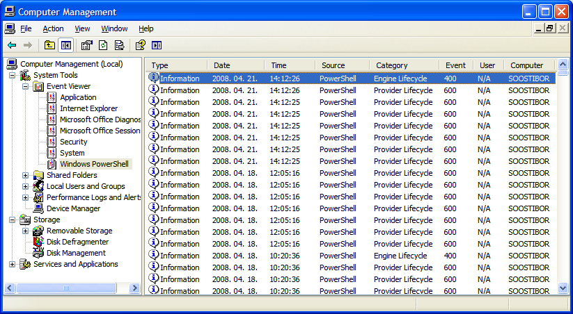 Hibakezelés 2.2.7 A PowerShell eseménynaplója A PowerShell számára külön eseménynapló nyílik telepítése után.