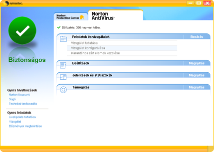 Az első lépések A fő ablak felfedezése 9 A fő ablak használata Lásd, A Norton AntiVirus elindítása, 7. oldal 1 Indítsa el a Norton AntiVirus programot.