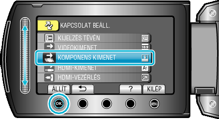 Menü beállítások KOMPONENS KIMENET A videokimenetet a KOMPONENS csatlakozónak megfelelő definícióra állítja be Beállítás Részletek 576i Felbontás: 576i vagy 576p HDMI-KIMENET A videokimenetet a HDMI