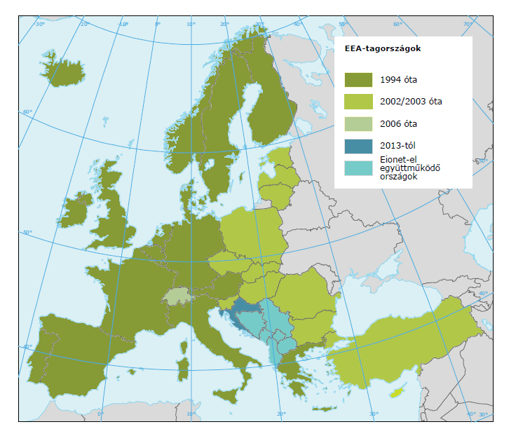 Az EIONET hálózat /European Environment Information and Observation Network / Európai Környezeti Információs és Megfigyelő Hálózat Európai Környezetvédelmi Ügynökség, valamint annak tag- és