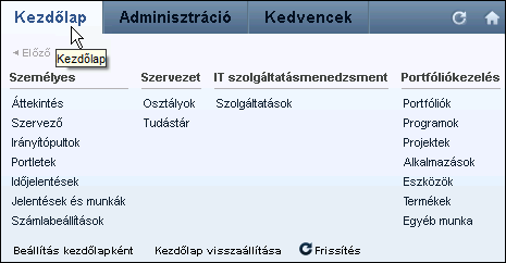 Fejezet 2: Az első lépések Ez a rész a következő témákkal kapcsolatban tartalmaz tájékoztatást: Kezdőlap menü (lapon 15) Beállítás kezdőlapként (lapon 16) Saját információk megtekintése (lapon 16)