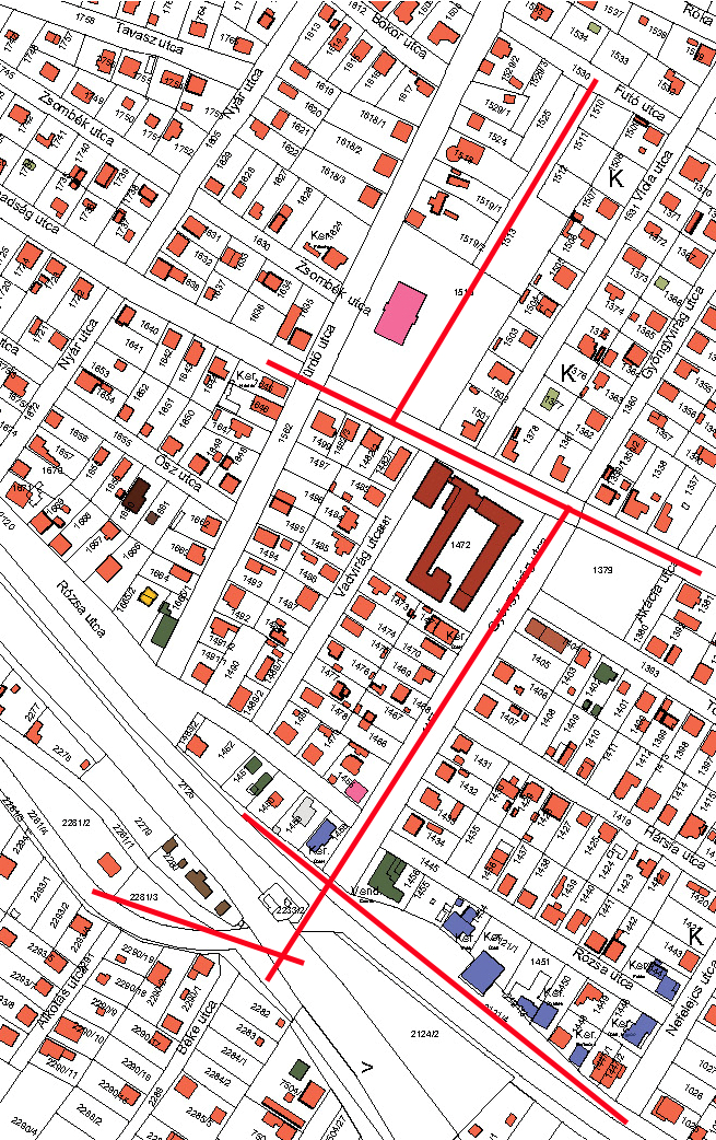 Fasorok, soliter fák és évelő növényzet telepítése a közterületeken, a közpark gondozása, sétány kialakítása a Futó utca és a Szabadság út között, az önkormányzat területének bevonásával. 2.