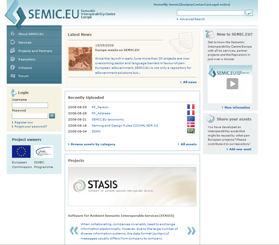 Elektronikus közigazgatás az Európai Unió dokumentumainak tükrében Az IDABC program egyik legfontosabb, új kezdeményezése a SEMIC.EU.