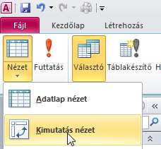 Í r t a : V i d a A t t i l a : : h a n s a g i i s k. h u 47 Kimutatás nézet Az Excelhez hasonlóan Access-be is beépítettek egy kimutatás készítő modult.