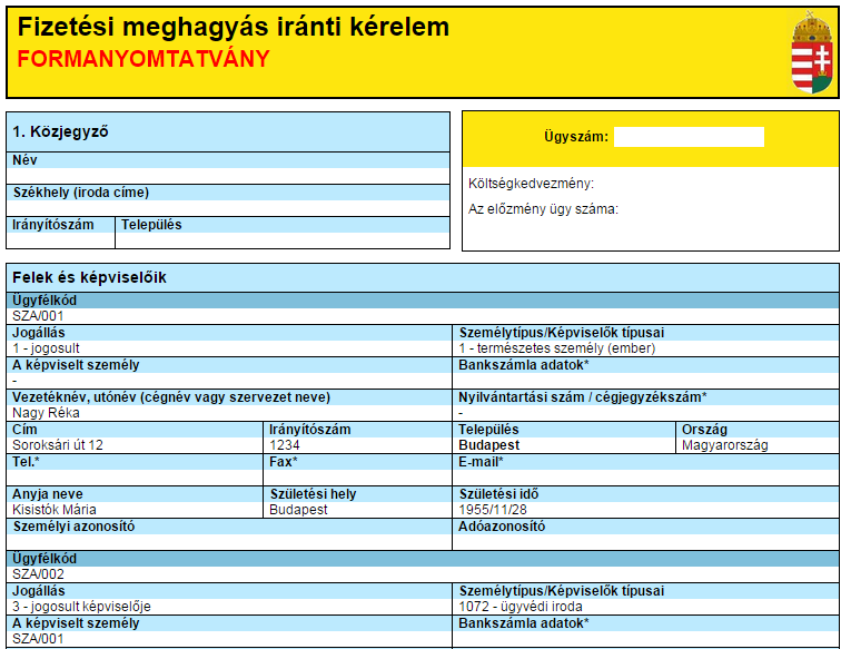 4. Az elkészült kérelem gombra kattintva választhatunk a kérelmet tartalmazó XML-fájl letöltése, illetve a kérelem megtekintése között, utóbbi esetben a kérelem formázott változata egy új ablakban