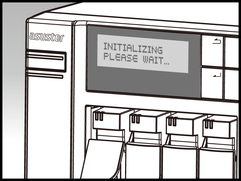 4.3. Beszerelés az LCD-kijelző segítségével Ha a rendszer úgy érzékeli, hogy a NAS eszköz inicializálása még nem indult el, akkor az LCD-kijelzőn megjelenik egy kérdés, hogy szeretné-e inicializálni