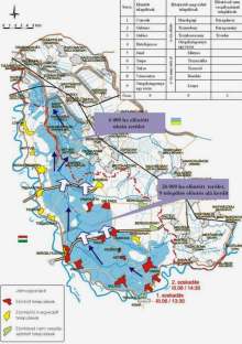 Az 1998 november 2-5 közötti csapadék kalibrált radarkép (Illés-Konecsny 21) Az ukrán oldali töltésszakadások hatása a Tisza-Tiszabecs az 1998.