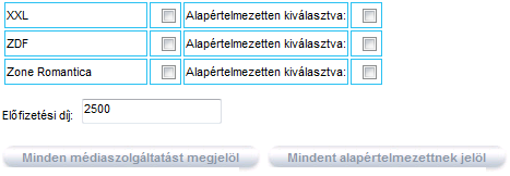 oszlopban azokat a médiaszolgáltatásokat szükséges bejelölni, amelyeket az ellátott településeken mindenhol terjeszt.