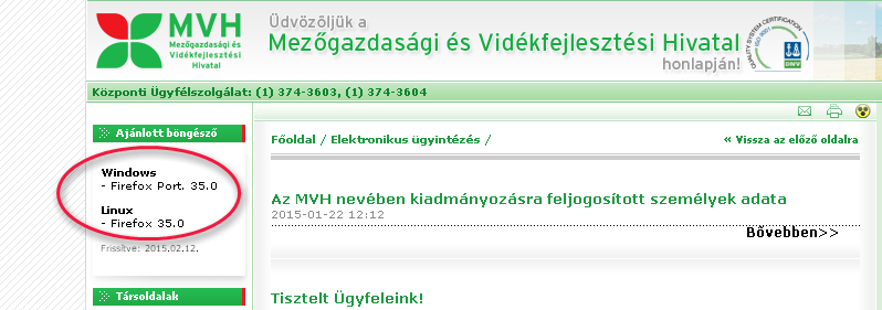 Általános tudnivalók az elektronikus ügyintézői felület használatához A rendszer használatához kétféle regisztráció szükséges: a.) Ügyfélkapus (felhasználói név, jelszó) - www.magyarorszag.hu b.