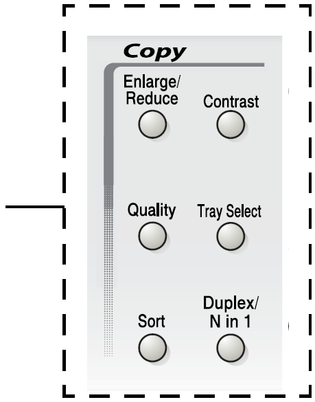 Ideiglenes másolási beállítások Jobb másolatokat készíthet az ideiglenes gombok használatával: Enlarge/Reduce(Nagyítás/Kicsinyítés), Contrast (Kontraszt), Quality (Minőség), Tray Select