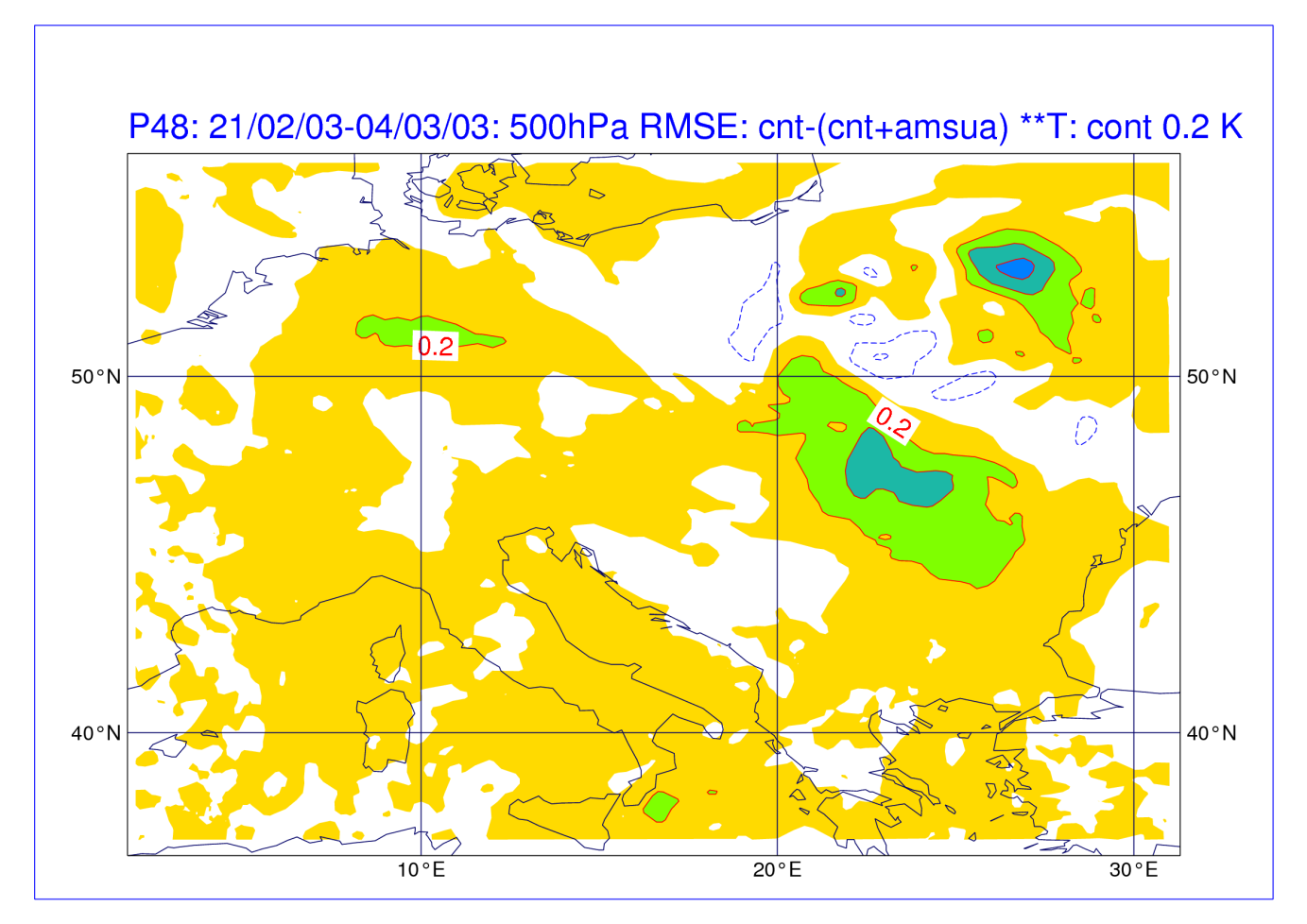 Műholdas adatok hatása NOAA/AMSU-A RMSE