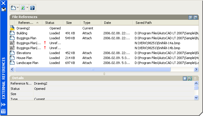38 AZ AUTOCAD LT 2013 ALAPJAI a külső referencia előnézeti képe látszik, ha a nyomjuk meg. Preview gombot 1-2.
