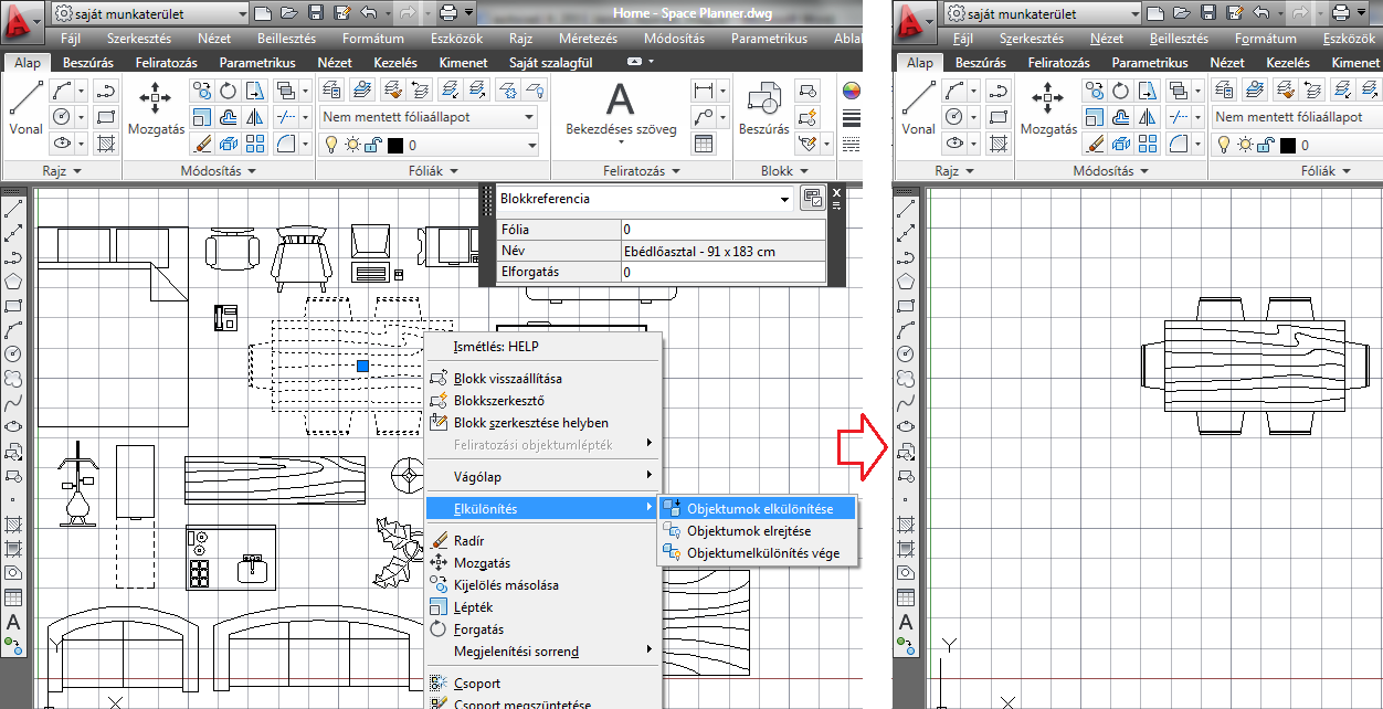 62 AZ AUTOCAD LT 2013 ALAPJAI kiválasztás nem (így) sikerült volna, ha valamelyik objektum másik rétegen van, vagy ha egy másik objektumot választunk ki előzetesen.