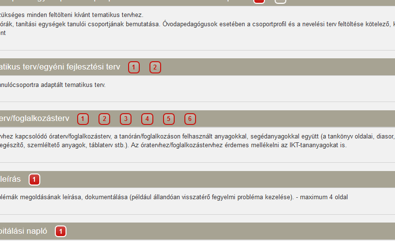 Alapdokumentumok (Ezek mind kötelezőek!) Ezekből legalább 1 kell, legfeljebb 2 lehet. Ebből 6 kell.