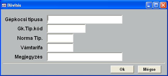 Gépkocsi típusa: A gépkocsi típusa szövegesen. Gk.Tip.Kód: A gépkocsi típus felhasználó által kialakított kódja. Célszerű a gyári kódrendszert átvenni, és minimális változtatással használni.