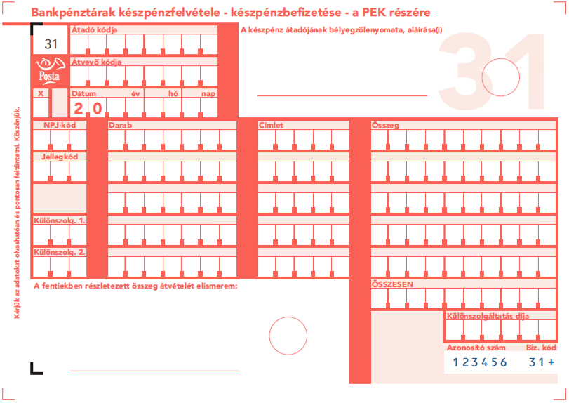számú minta - Postai készpénzfelvételi utalvány 4.