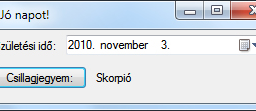 18.30. forráskód. Különbség kiszámítása Windows Form (szerző: Radványi Tibor) private void monthcalendar_datechanged(object sender, DateRangeEventArgs e) if (MC_kezd.SelectionStart.CompareTo(MC_veg.