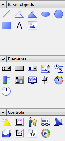 Felhasználói felület megvalósítása 16. ábra - Képernyő és szerkesztőfelülete A képernyőkön elhelyezhető elemek választékát a 17.