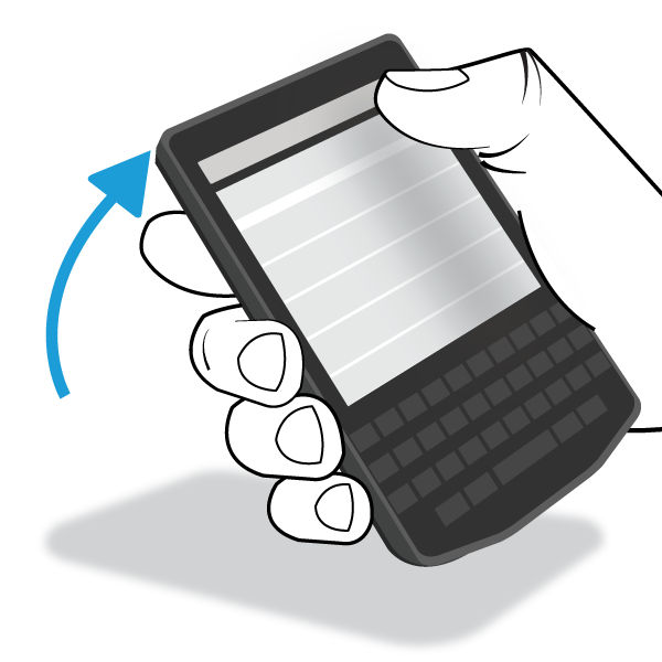 Beállítások és alapvető konfigurálások Aktiválás felemelésre Bekapcsolt funkció esetén, ha BlackBerry készülékét valamilyen vízszintes felületről felemeli, a készülék automatikusan aktív lesz.