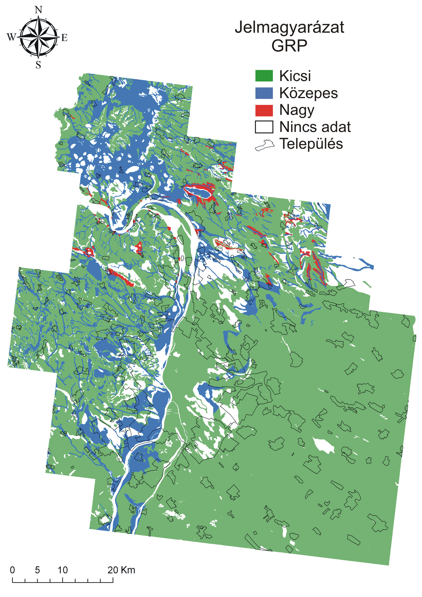 58. ábra A vizsgált terület geogén radonpotenciál (GRP) térképe, a 41 földtani formációhoz tartozó