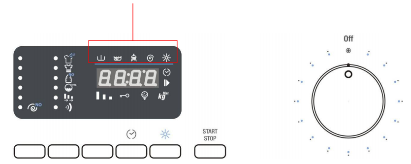 2. Miután kiválasztotta az indítás késleltetés funkciót, a kijelzőn a LED fény jelzi ezt. 3. A funkció törléséhez ismételje meg az indításkésleltetés gomb lenyomását addig, amíg a kijelző 0 szerepel.