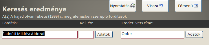 feltételnél tehát a könyvekben megjelent fordítások nincsenek figyelembe véve. Szűrésünk eredménye a lenti lista (11. ábra). 11.