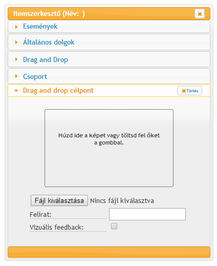 3.17. ábra. Drag and drop célpont beállítási lehetőségei 3.1.10. Kép (Image) Képek feladatba történő integrálására alkalmas.