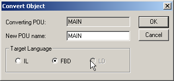 68 A konvertálásnál most jelöljük meg az FBD programnyelvet.