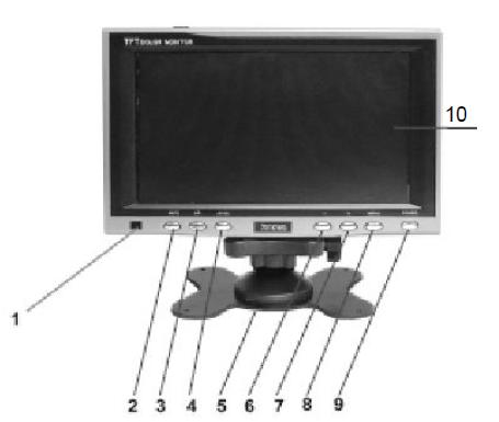 MENÜ választás gomb, Nyomja meg a monitor menü megtekintéséhez 9.BE / Kikapcsoló, 10.LCD panel TÁVIRÁNYÍTÓ 1. KI/BE kapcsoló 2.Videó Választó gomb.