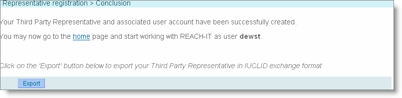 40 REACH-IT Ipari felhasználói útmutató 2.1 változat 39. ábra: TPR hitelesítés oldal Ha minden információt ellenőrzött, kattintson a <Next> -re a folyamat befejezéséhez.