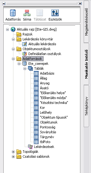 Külső adatbázis rajzhoz kapcsolása Ete_cserepek Access típusú