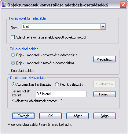 A térképi lelet szimbólumok és az adatbázis összekapcsolása Lelet azonosító objektum