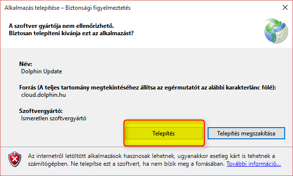 dolphin.hu weboldalra. 2, A letöltés megkezdéséhez kattintson a Telepítés gombra. 3, Számítógépére automatikusan letöltődik egy setup.exe elnevezésű fájl.