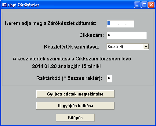 5.13. Raktári forgalom gyűjtése (5) A megadott szempontok szerint bizonylatonként legyűjtésre kerül a Bevétel és Eladás értéke. 5.14.