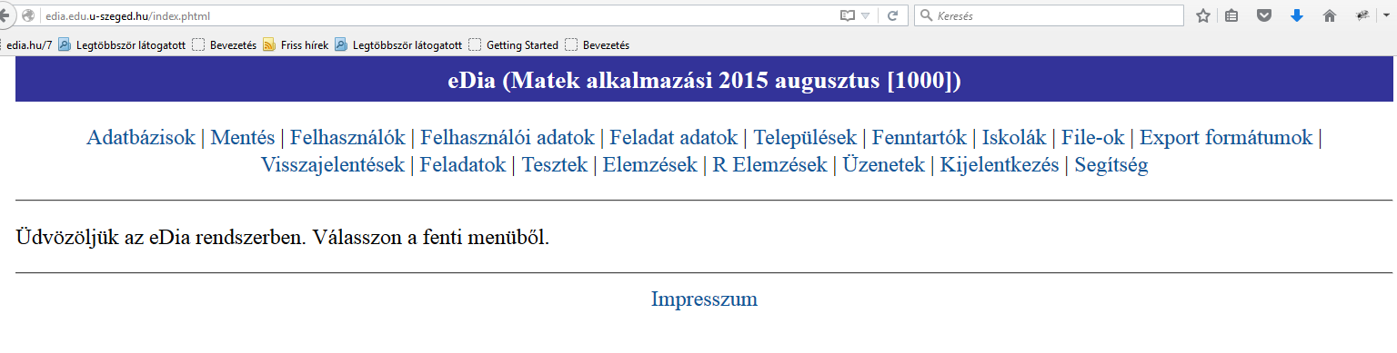 adatbázisról van szó, bármelyik előtt megjelenő zöld pipára (1.5. ábra; és nem az adatbázis nevére!) kattintva belépünk a kért adatbázisba. 1.5. ábra. Az adatbázis kiválasztása Az 1.5. ábrán látható Matek alkalmazási 2015 augusztus [1000]-es adatbázis előtti zöld pipára kattintva beléphetünk az 1000-es adatbázisba.
